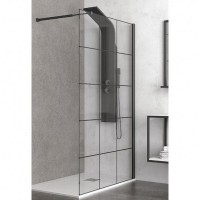 Стъклен параван за баня "NERO FREE 1", 70-140х200 см., черен мат